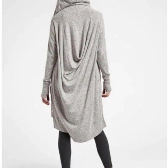 Athleta Gray Hooded Open-Front Longline Cardigan - Picture 4 of 6